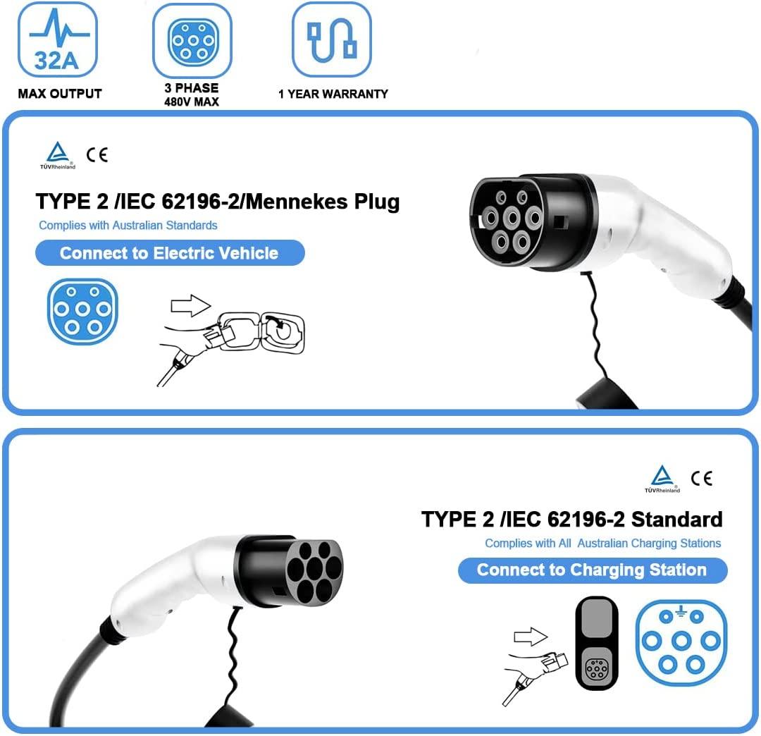 Type 2 to Type 2 EV Charging Cable - 